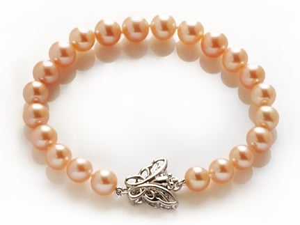 7-8 mm Pink/Peach Freshwater Pearl Set 14K Gold